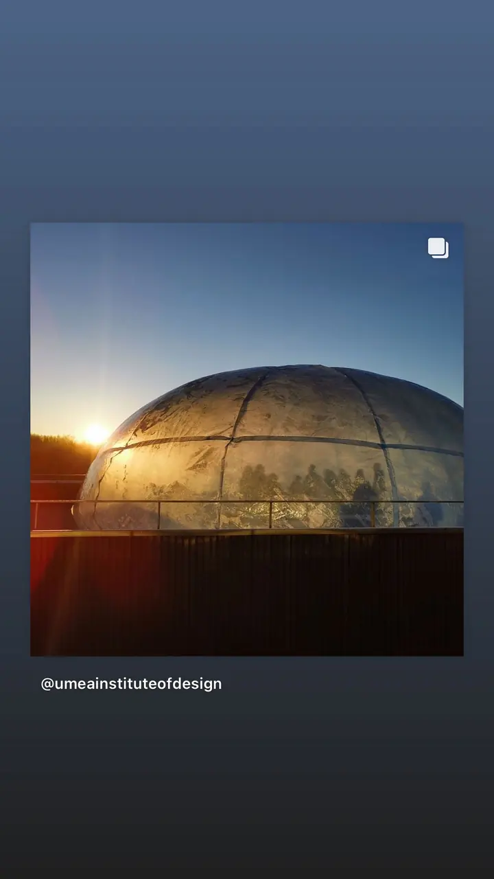 Story: the dome glowing at sunset