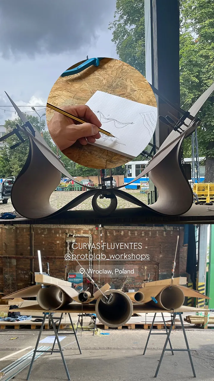 Story: Curvas fluyentes at ProtoLAB, Wrocław, the telescopic canoe in progress